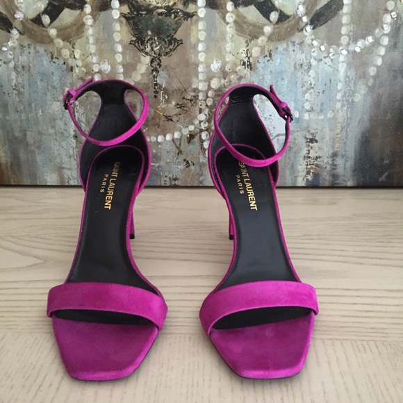 Saint Laurent Pink Suede Heels - Picture 3 of 8